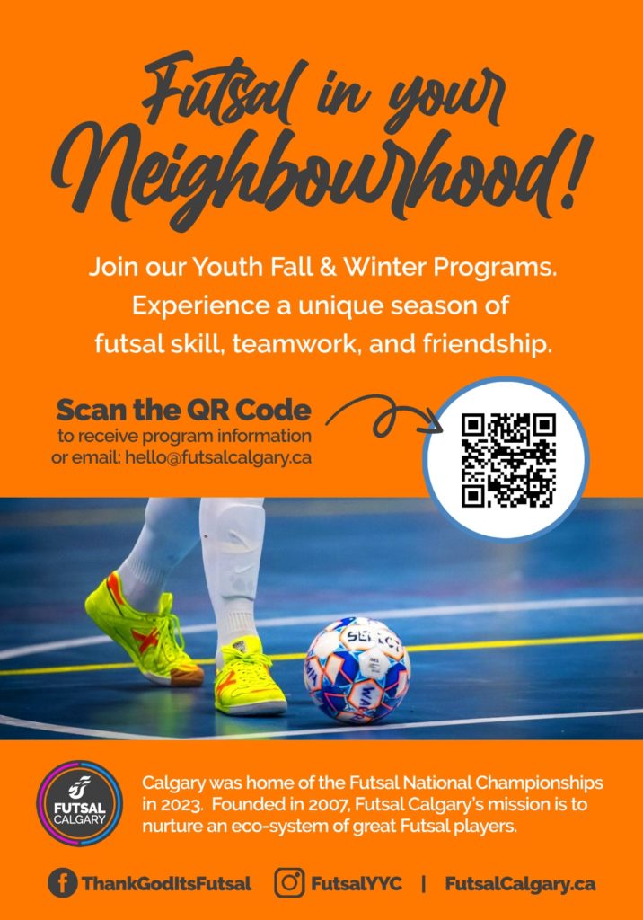 Futsal Calgary is hosting the next Futsal In Your Neighbourhood Indoor Training at Richmond Knobhill Community Association.